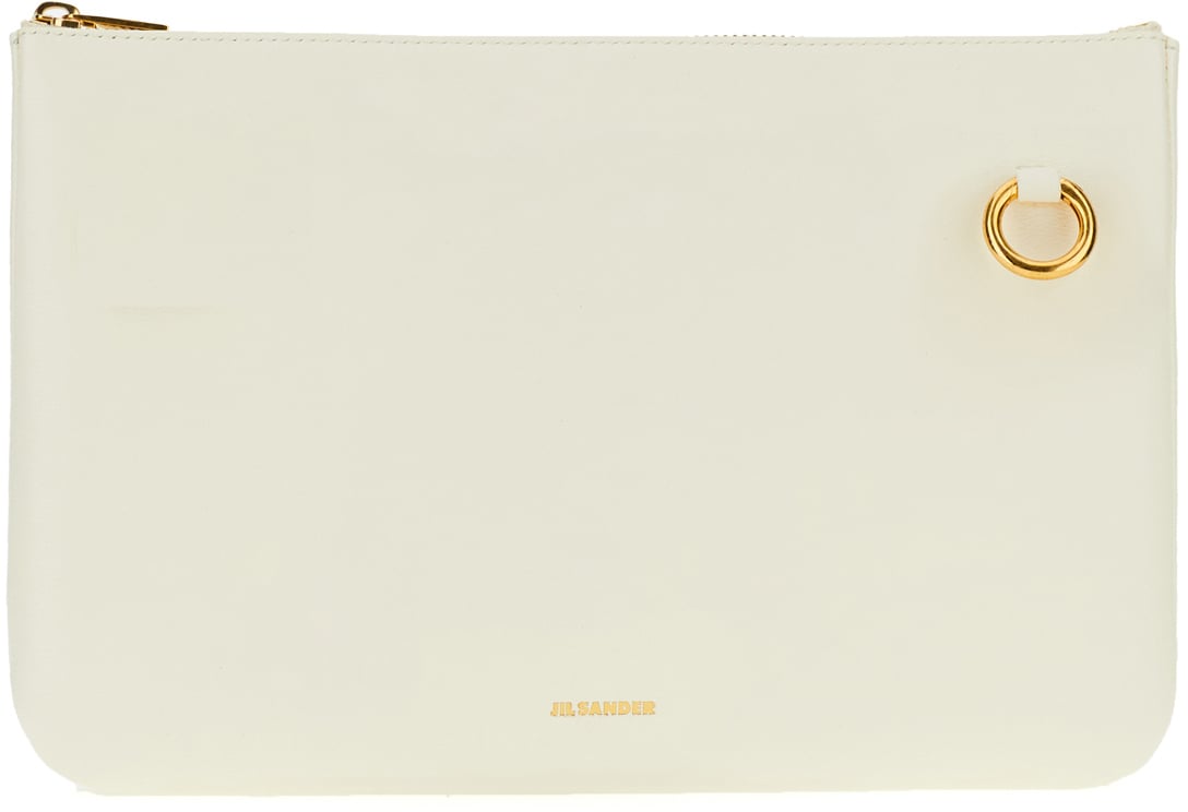 Jil Sander Jil Sander Ivory nappa leather crossbody bag Wit