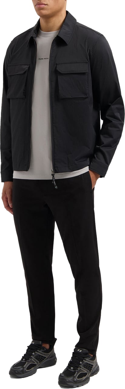 Pure Path Crêpe Stretch Overshirt Black Zwart