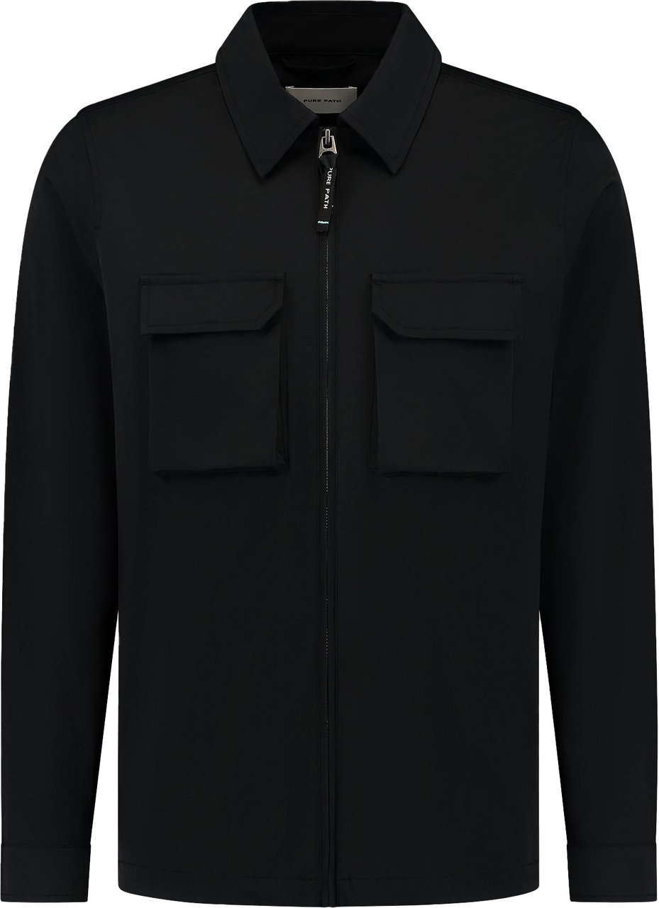 Pure Path Crêpe Stretch Overshirt Black Zwart