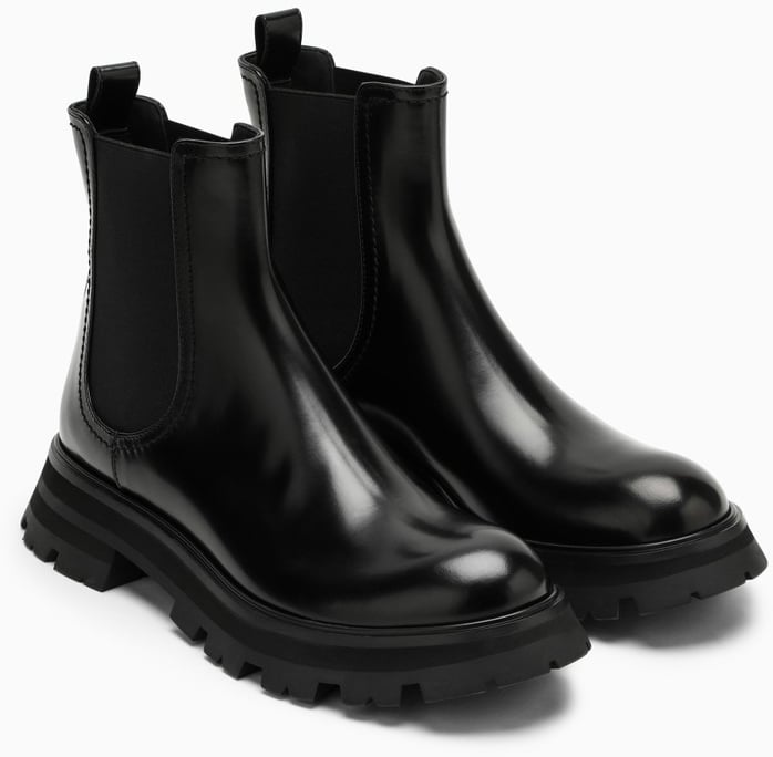 Alexander McQueen H.Boot Leather S.Rub Lucent Le Zwart