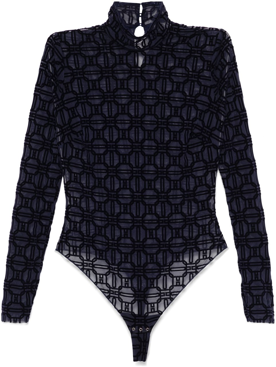 Elisabetta Franchi blauwe body blouse velours Blauw