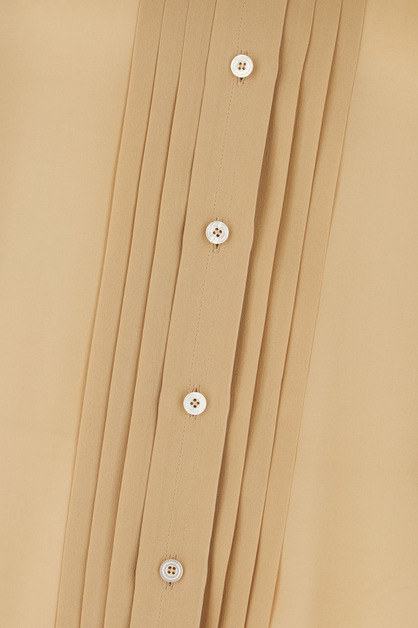 Tom Ford Camicia in Seta con Dettaglio Plissettato Beige