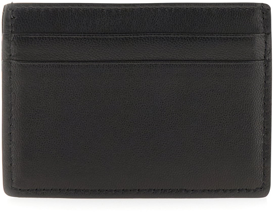 Valentino Valentino Black leather Toile Iconographe card holder Zwart