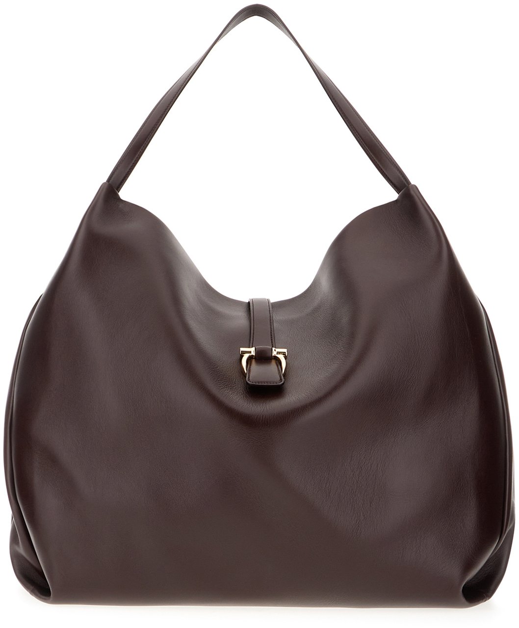 Ferragamo Ferragamo Aubergine leather shopping bag Paars