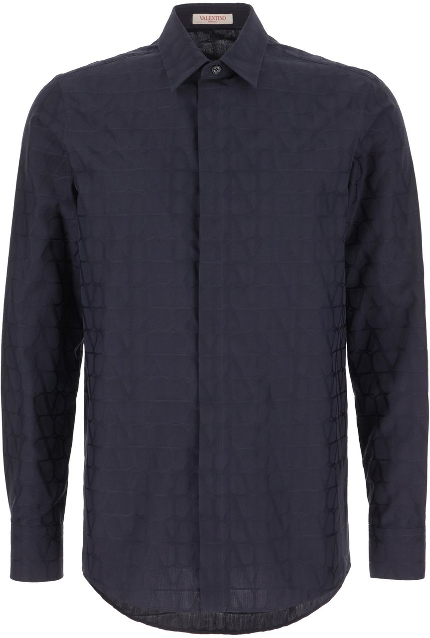 Valentino Valentino Printed poplin shirt Blauw
