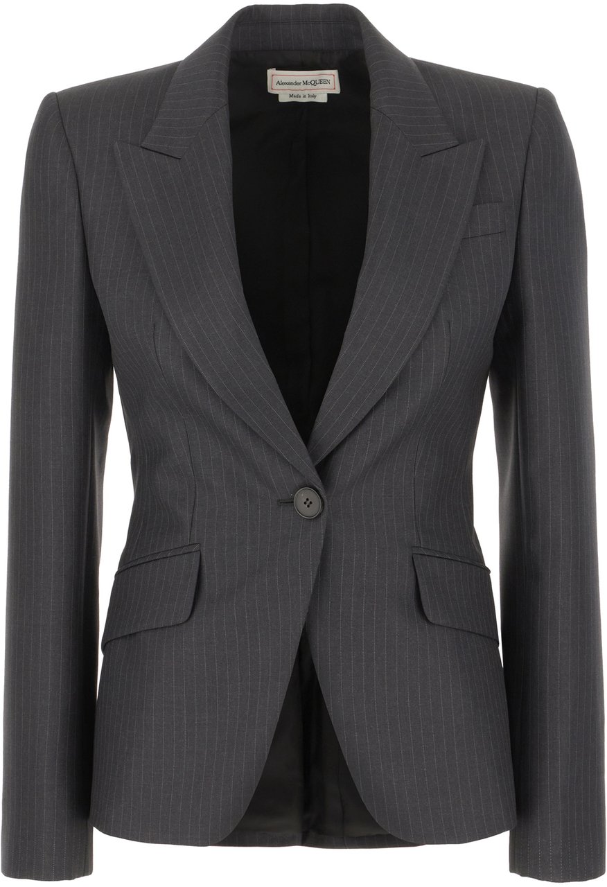 Alexander McQueen Alexander McQueen Embroidered wool blazer Zwart