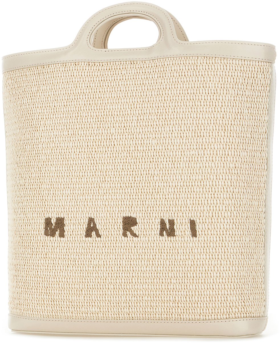 Marni Marni Two-tone raffia and leather Tropicalia shopping bag Divers