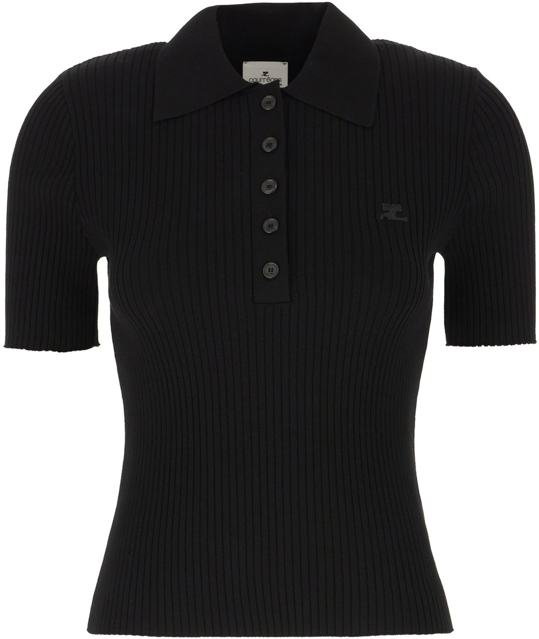 COURREGES Courreges Black viscose blend polo shirt Zwart