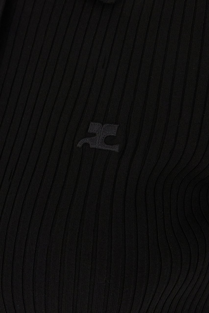 COURREGES Courreges Black viscose blend polo shirt Zwart