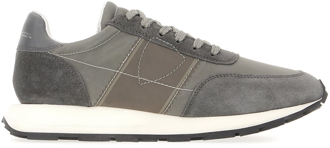 Philippe Model Philippe Model Grey suede and nylon Tour Low sneakers Grijs