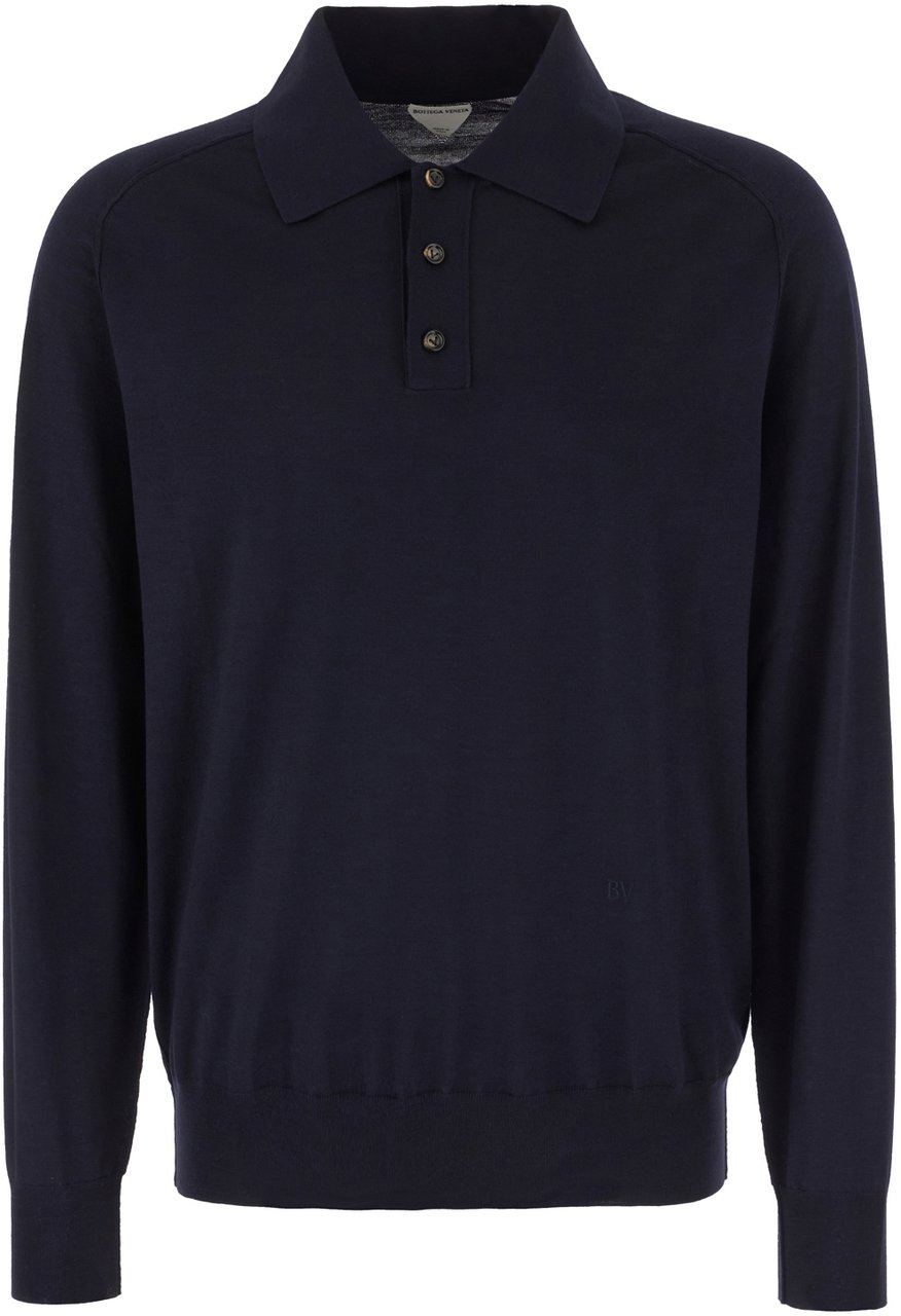 Bottega Veneta Bottega Veneta Navy blue wool polo shirt Blauw