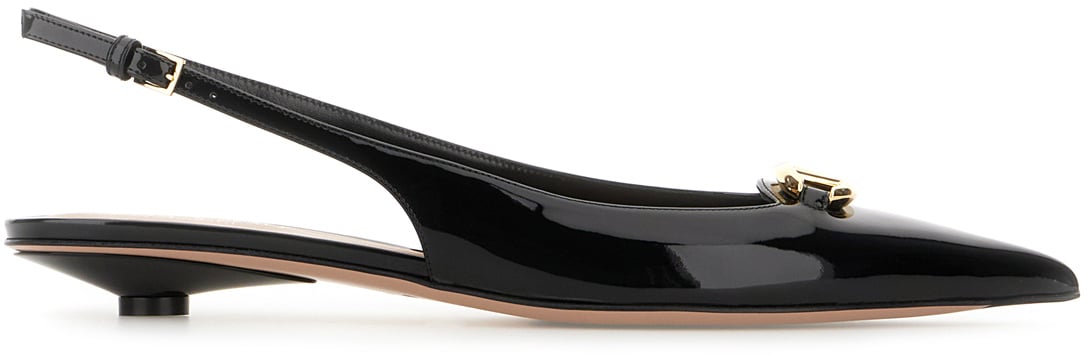 Valentino Valentino Black leather slingbacks Zwart