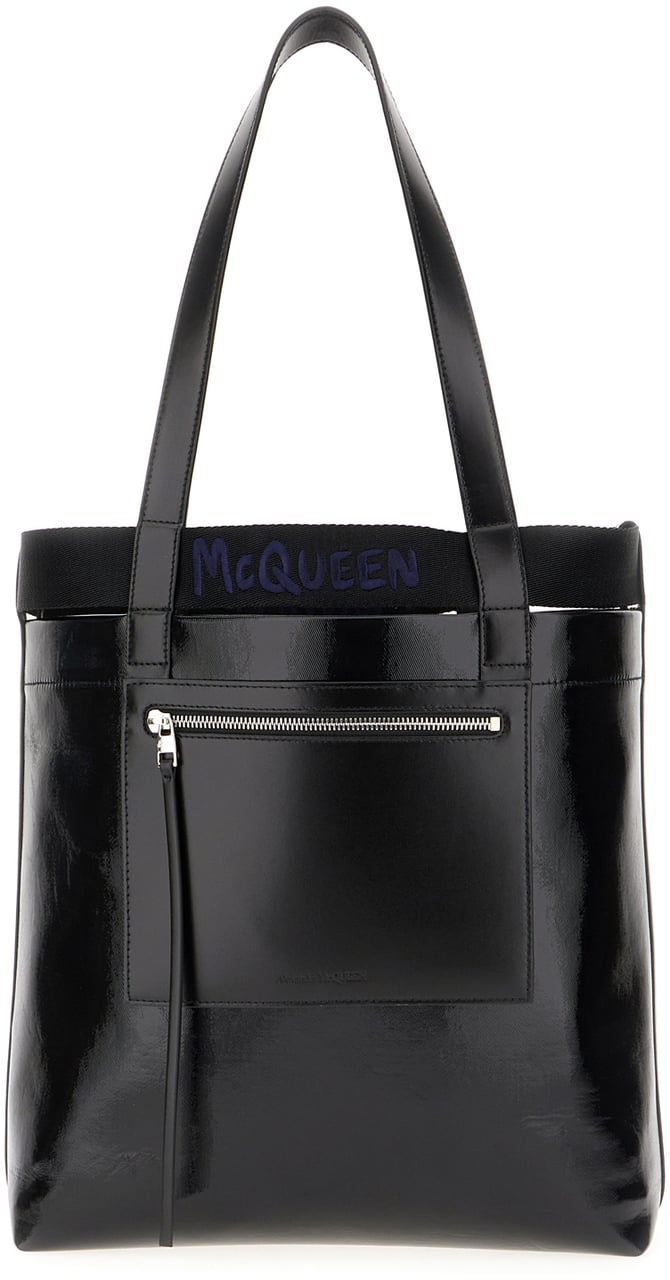 Alexander McQueen Alexander McQueen Black fabric shopping bag Zwart