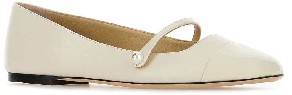 Jimmy Choo Jimmy Choo Ivory nappa leather Elisa ballerinas Neutraal