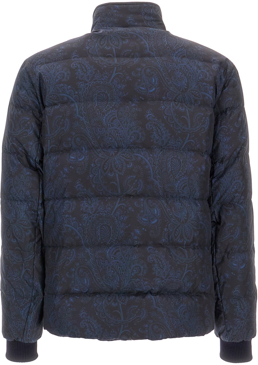 Etro Etro Printed nylon down jacket Blauw