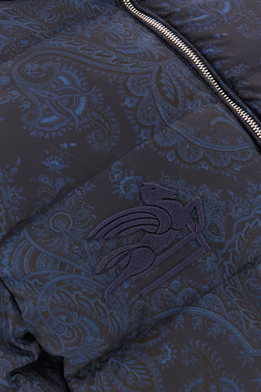Etro Etro Printed nylon down jacket Blauw