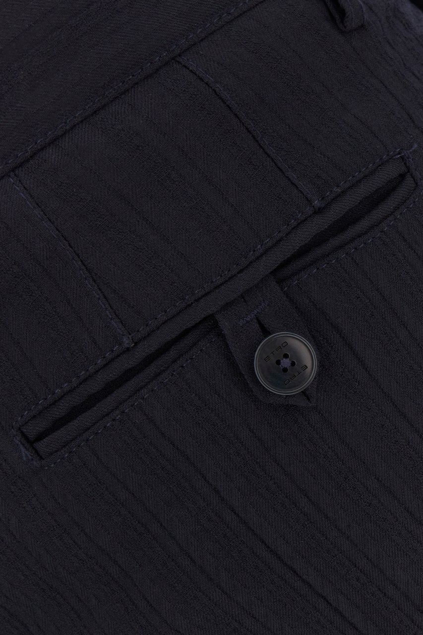 Etro Etro Midnight blue stretch wool pants Blauw