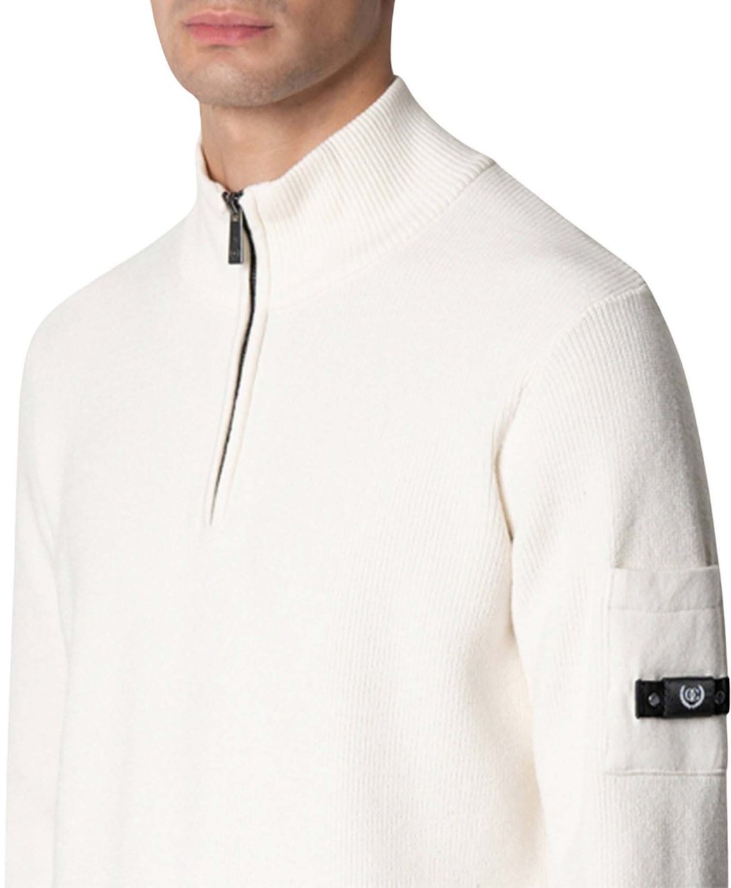 Quotrell D'azur Knitted Halfzip | Ecru Beige