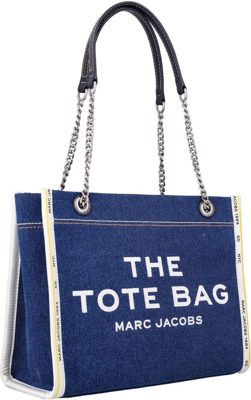 Marc Jacobs The Medium Tote Chain Denim Dark Wash Grijs
