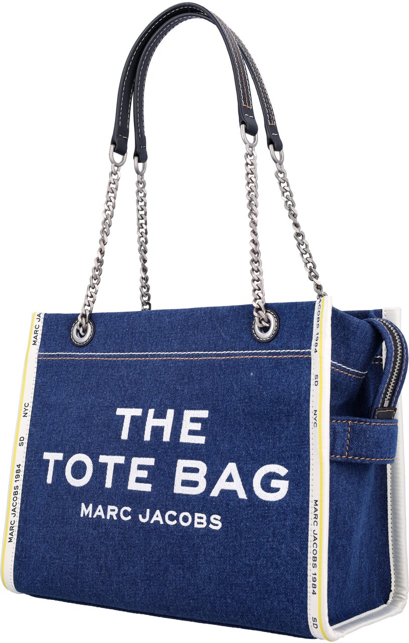 Marc Jacobs The Medium Tote Chain Denim Dark Wash Grijs