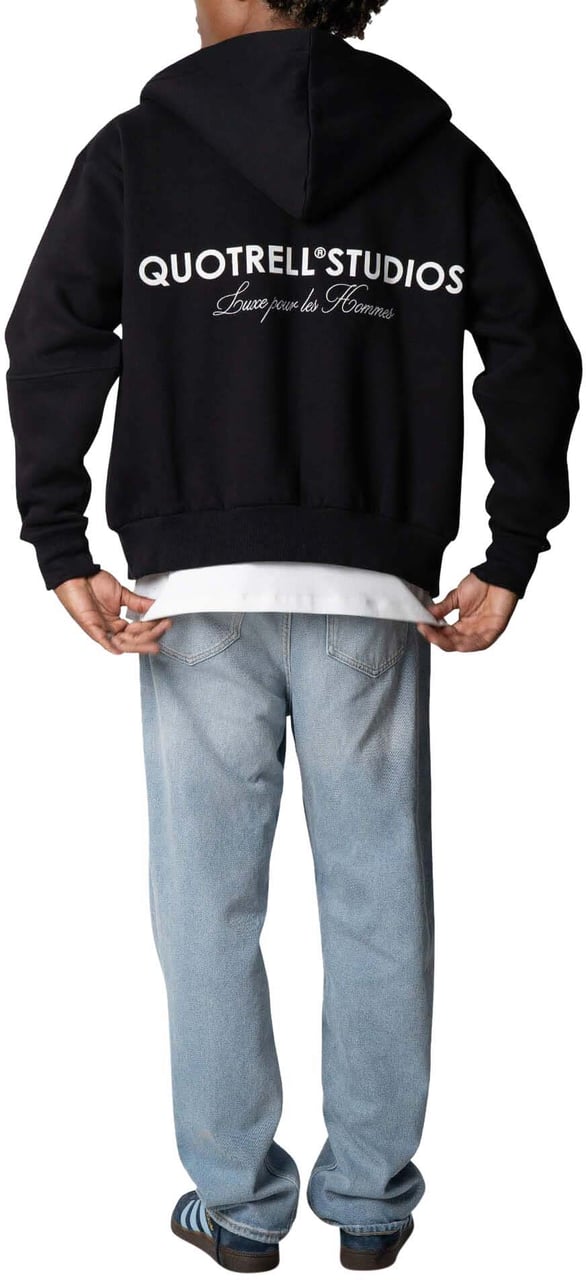 Quotrell Studios Zip Hoodie | Black/white Zwart