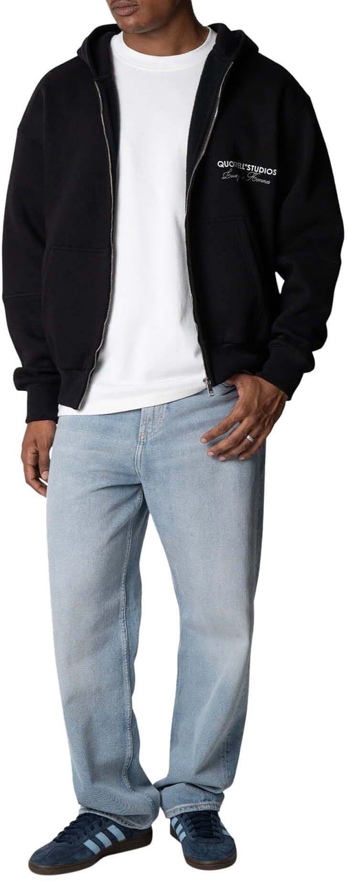 Quotrell Studios Zip Hoodie | Black/white Zwart