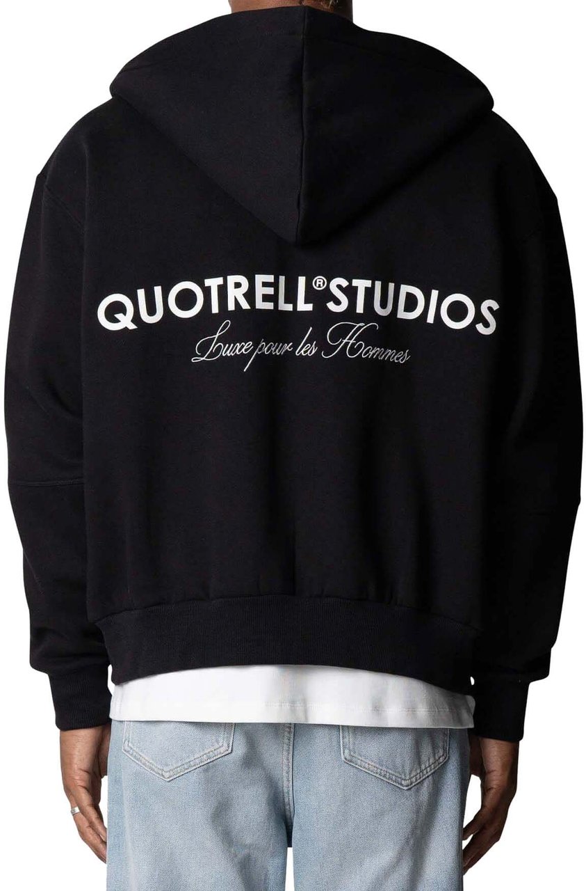 Quotrell Studios Zip Hoodie | Black/white Zwart