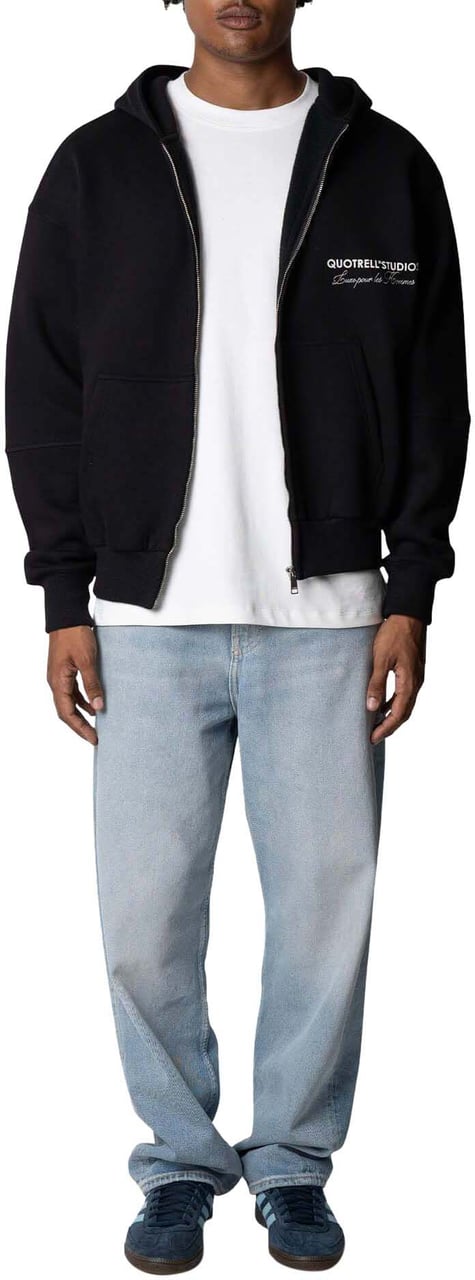 Quotrell Studios Zip Hoodie | Black/white Zwart