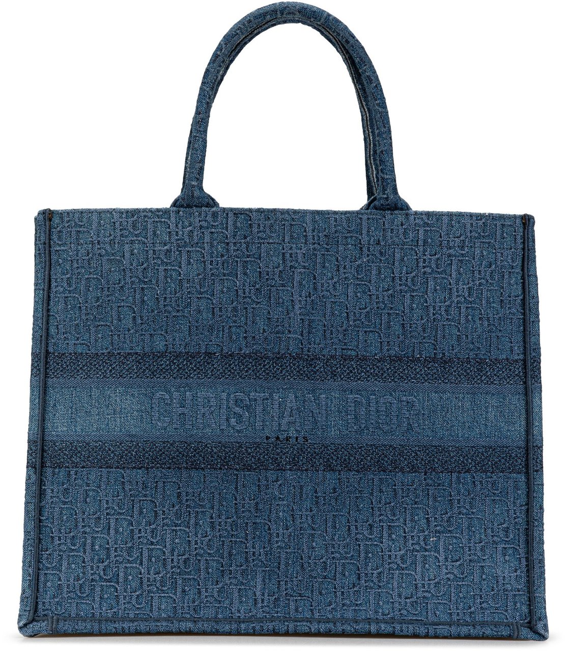 Dior Large Oblique Denim Book Tote Blauw