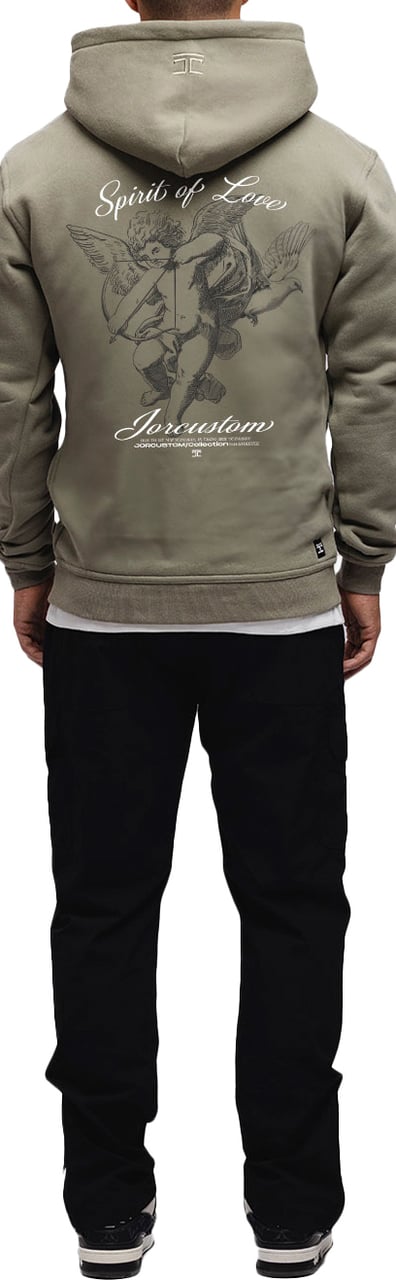 JORCUSTOM SpiritOfLove Slim Fit Hoodie Olive Groen