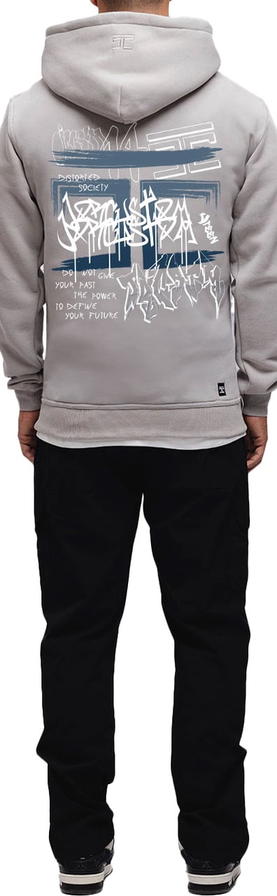 JORCUSTOM Graffiti Slim Fit Hoodie GlGrey Grijs