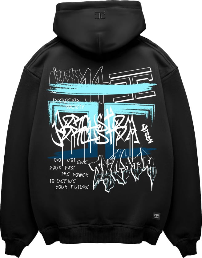 JORCUSTOM Graffiti Oversized Hoodie Black Zwart