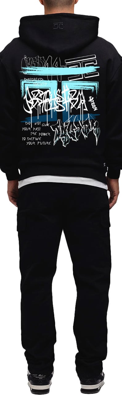 JORCUSTOM Graffiti Oversized Hoodie Black Zwart