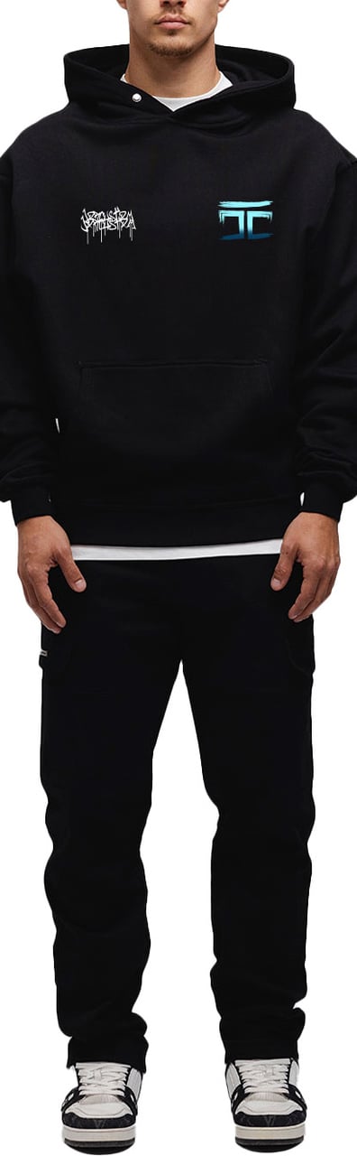 JORCUSTOM Graffiti Oversized Hoodie Black Zwart