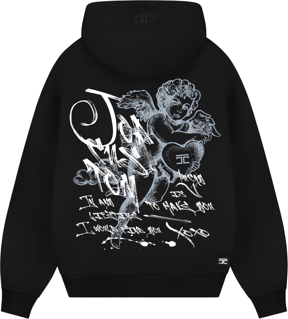 JORCUSTOM LoveAngel Oversized Hoodie Black Zwart