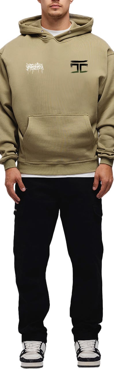 JORCUSTOM Graffiti Oversized Hoodie Olive Groen