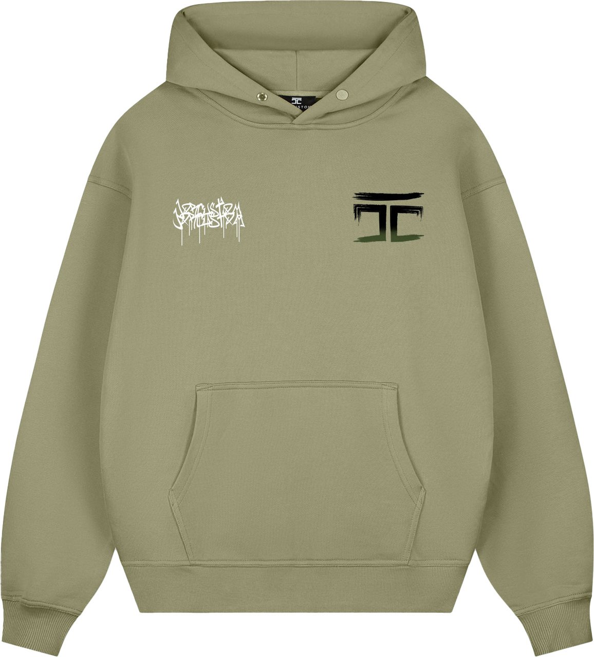 JORCUSTOM Graffiti Oversized Hoodie Olive Groen