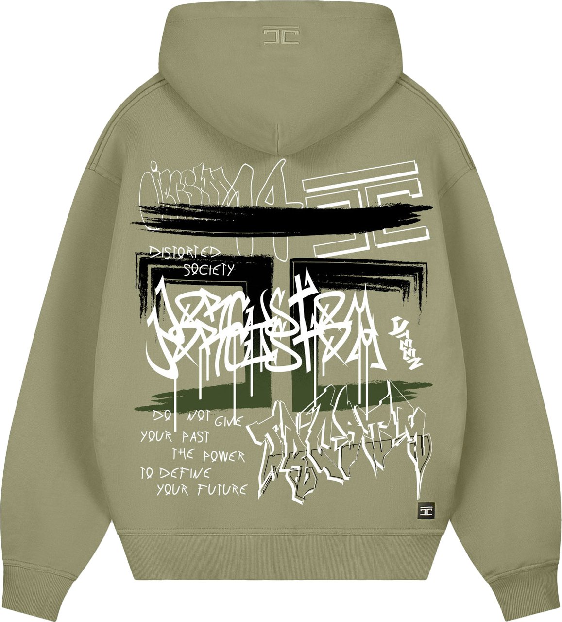 JORCUSTOM Graffiti Oversized Hoodie Olive Groen