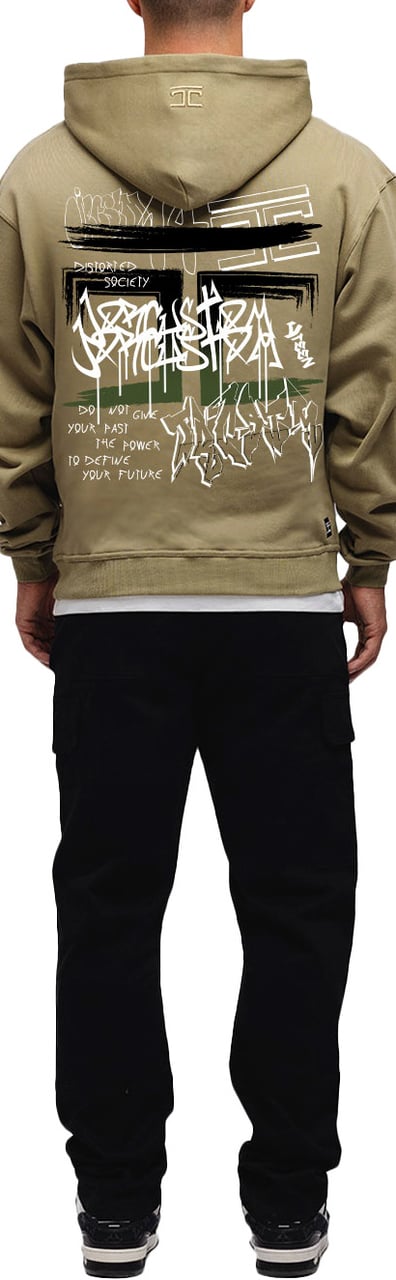 JORCUSTOM Graffiti Oversized Hoodie Olive Groen