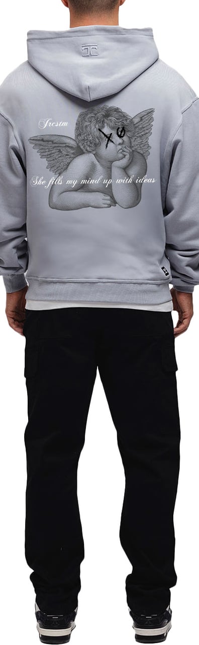 JORCUSTOM Angel Oversized Hoodie AshBlue Blauw