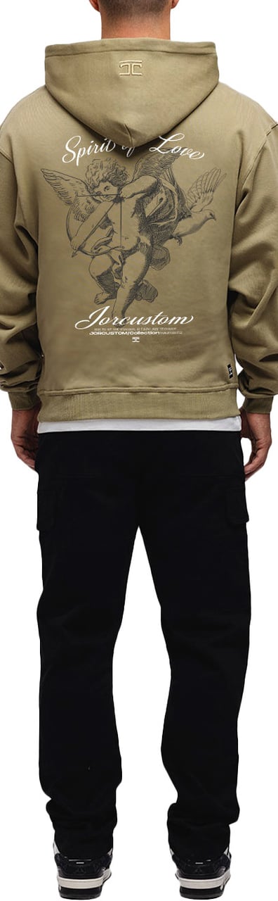 JORCUSTOM SpiritOfLove Zipped Hoodie Olive Groen