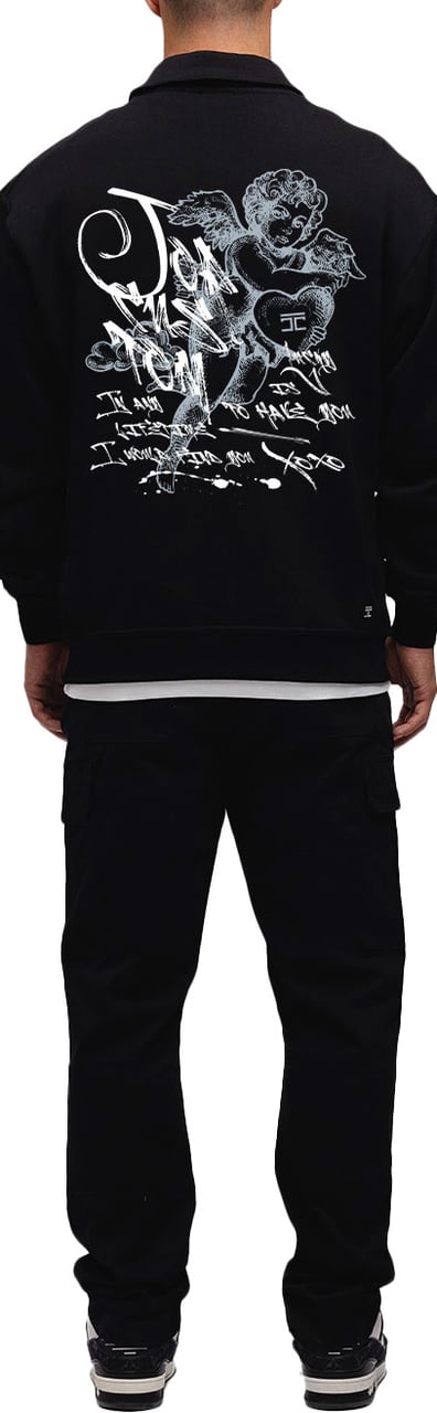 JORCUSTOM LoveAngel Zip Sweater Black Zwart