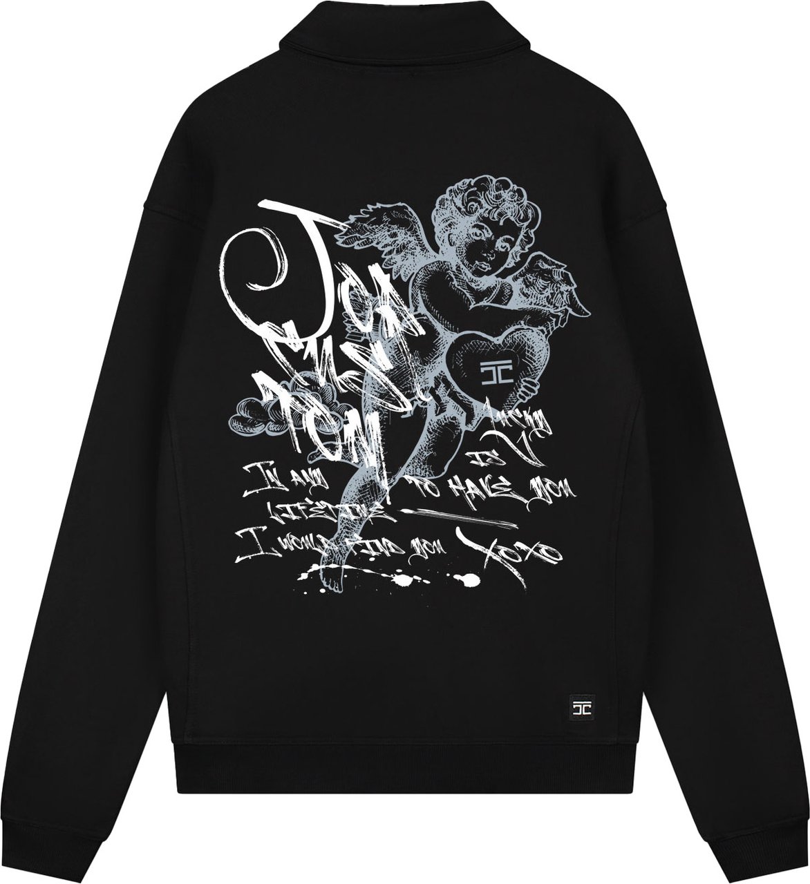 JORCUSTOM LoveAngel Zip Sweater Black Zwart