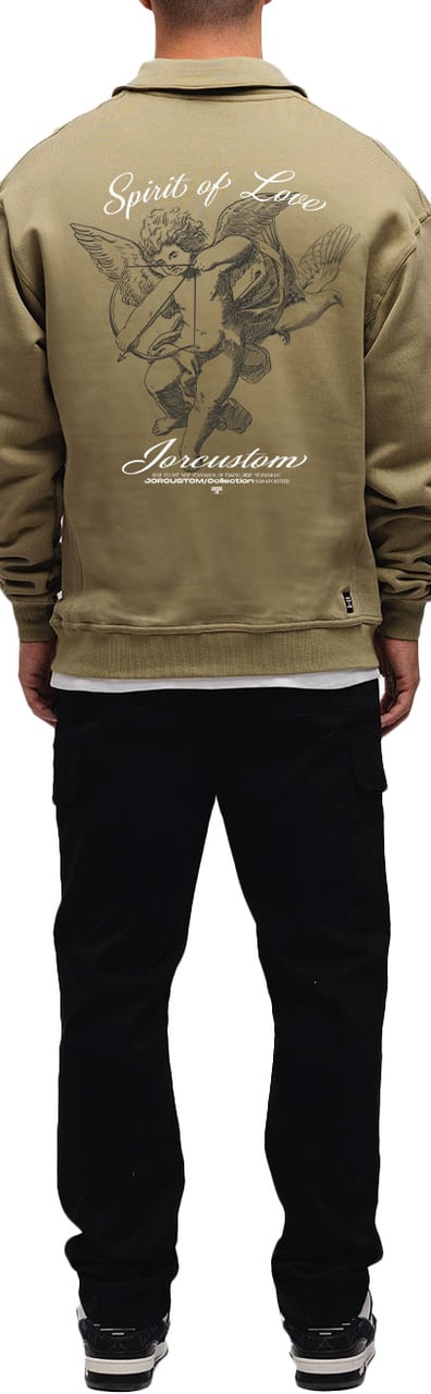 JORCUSTOM SpiritOfLove Zip Sweater Olive Groen