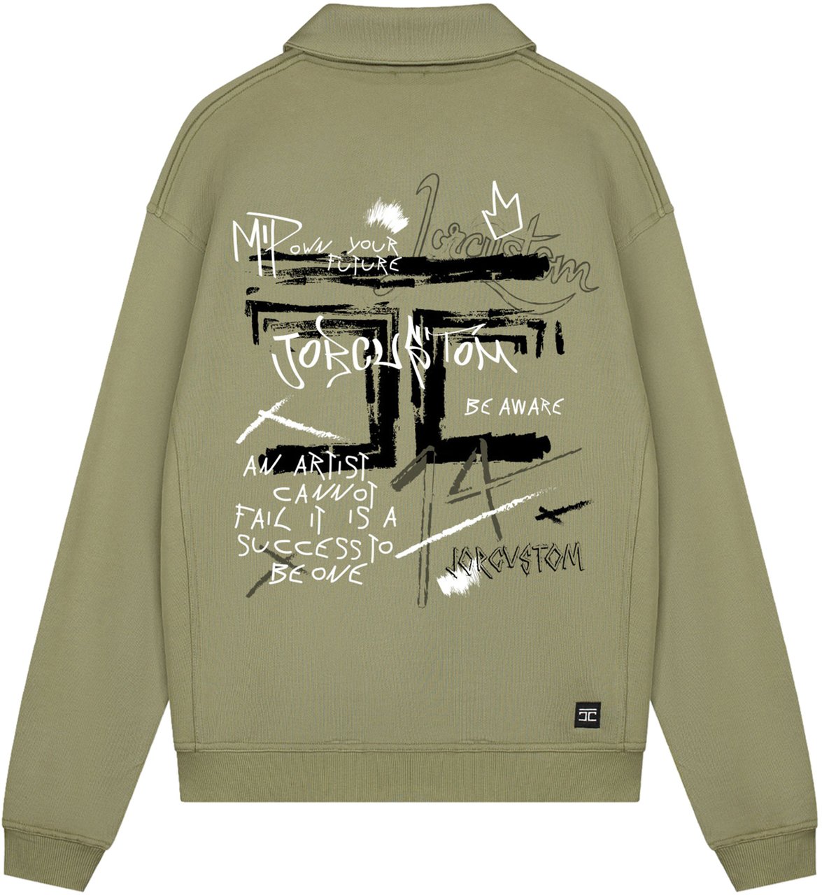JORCUSTOM Artist Zip Sweater Olive Groen