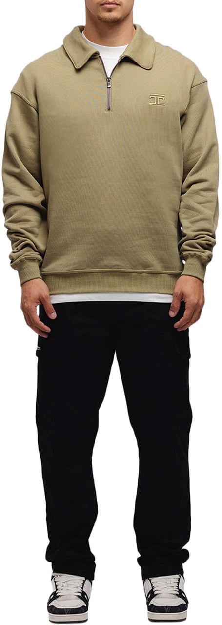 JORCUSTOM Artist Zip Sweater Olive Groen