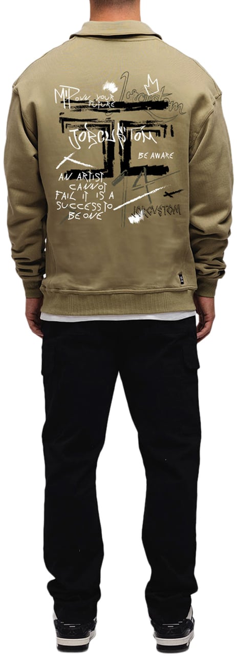 JORCUSTOM Artist Zip Sweater Olive Groen