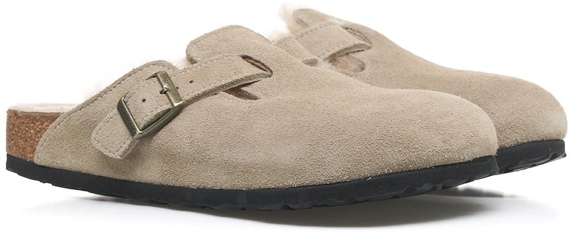 Birkenstock Shearling clogs 'Boston' Beige