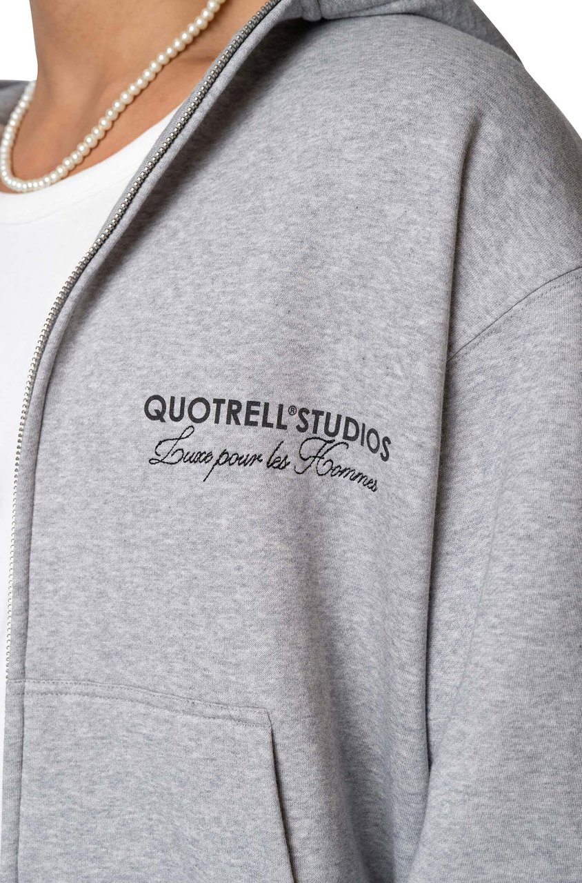Quotrell Studios Zip Hoodie | Grey Melee/black Grijs