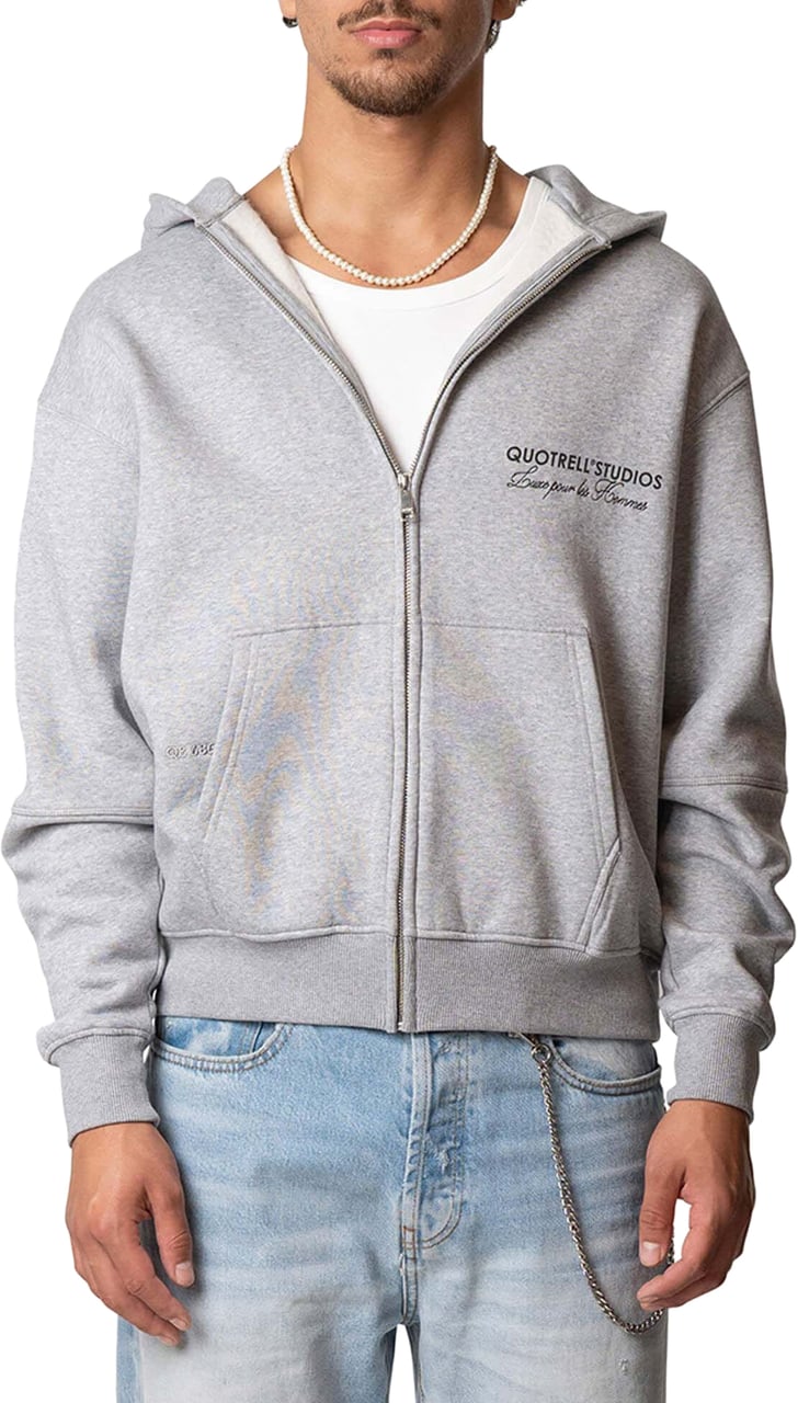 Quotrell Studios Zip Hoodie | Grey Melee/black Grijs